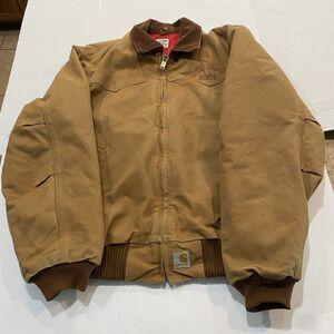 VTG Carhartt Santa Fe Jacket Men's M Brown Red Quilted Lined J13 Made In USA